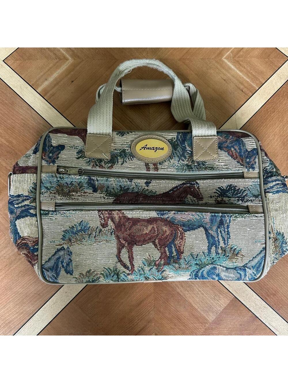 Vintage horse tapestry handbag equestrian horse girl western cowgirl